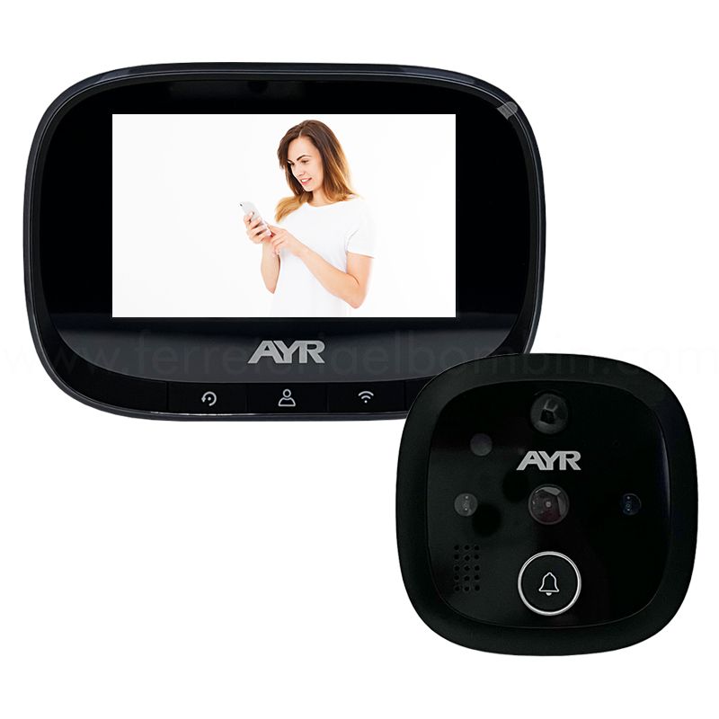 Mirilla digital AYR MOD 752 con pantalla LCD 3.2 negro cromado